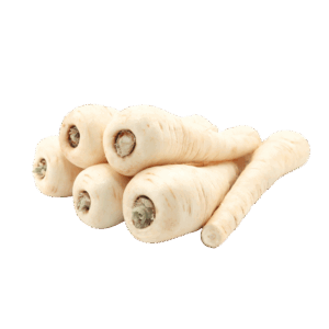 Fresh So Sweet parsnips stacked together, cut out on a transparent background.