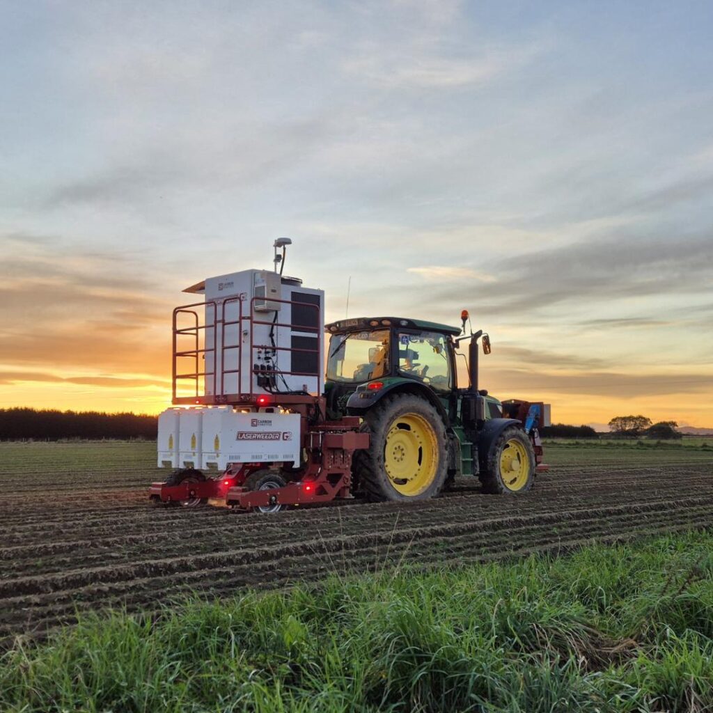 G2-200 Laser Weeder using AI-powered lasers to remove weeds in a Southland paddock.