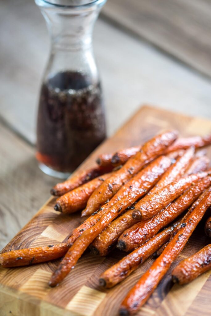 Caramelised glazed carrots made with maple syrup and orange