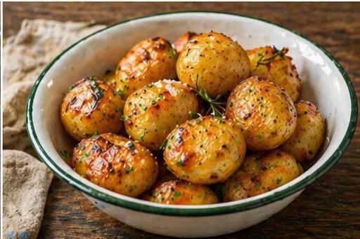 crispy roast potatoes served in bowl golden and crunchy